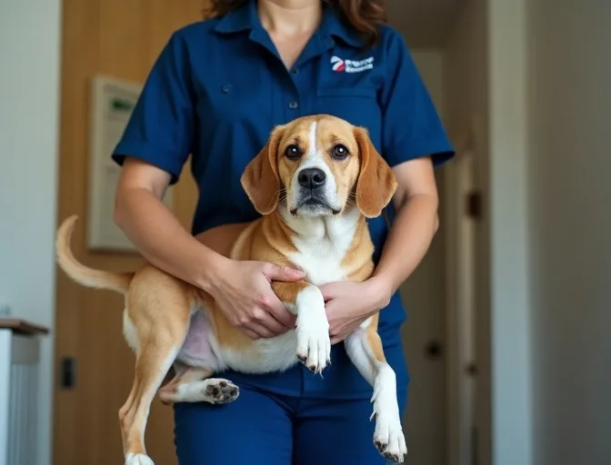 Technician respectfully transporting a deceased dog in Panton Hill